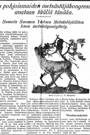Uusi Suomi selosti laajasti tulevaa Pohjoismaista Metsästäjäkongressia ja metsästysnäyttelyä.  digi.kansalliskirjasto.fi, Uusi Suomi 15.5.1924, Kansalliskirjaston digitaaliset aineistot.