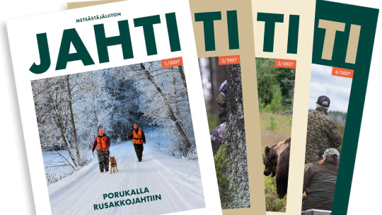 Uusia Jahti-lehtiä mallikuvassa.