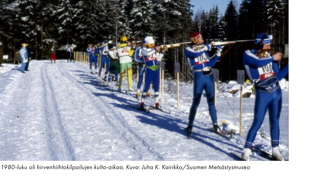 hirvenhiihtäjiä ampumassa