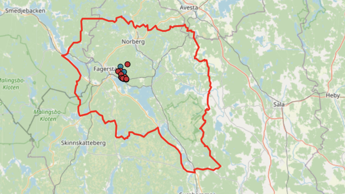 kartta Ruotsin ASF-alueesta