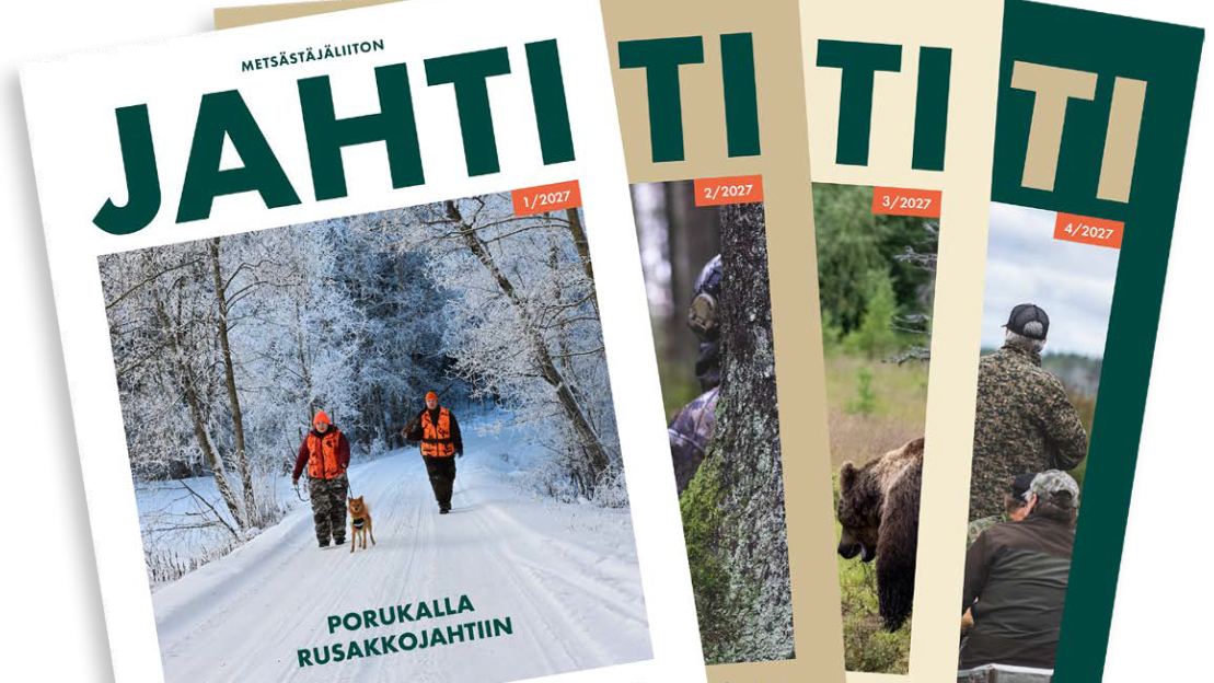 Uusia Jahti-lehtiä mallikuvassa.