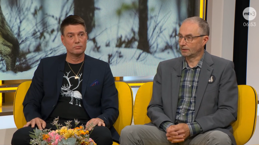 Juha Kujala ja Jaakko Silpola Huomenta Suomen haastattelussa. Kuvakaappaus MTV:n ohjelmasta.