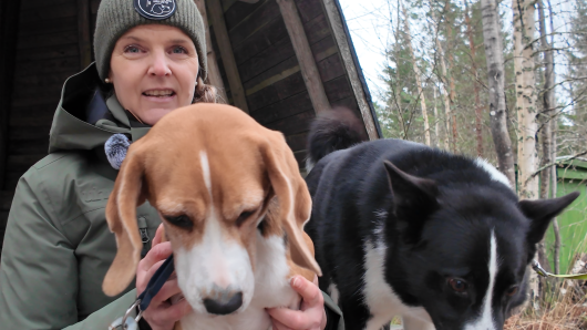 Johanna Liukkonen ja Hilma-beagle.