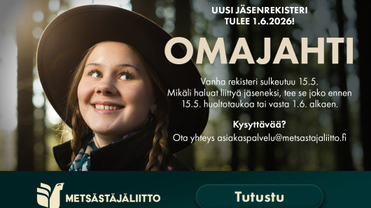 Metsästäjäliiton uusi jäsenrekisteri, OmaJahti, teemakuvassa.