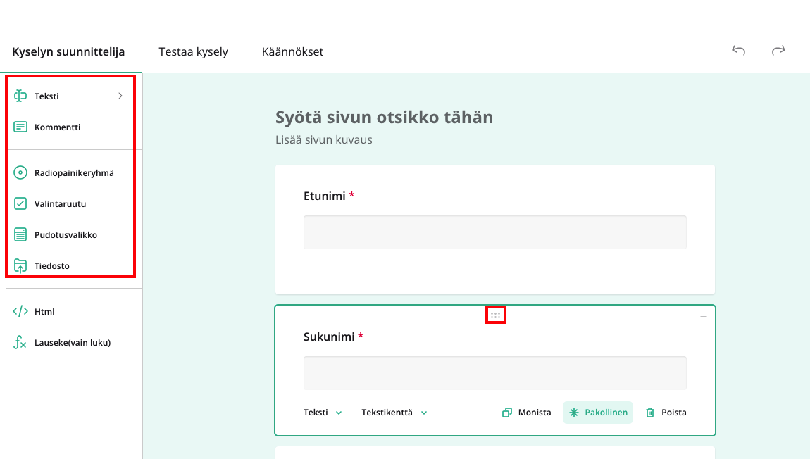 lomakkeen luominen