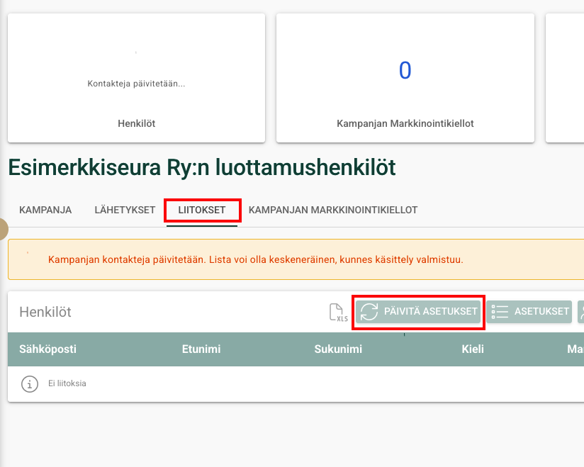 listan päivitys