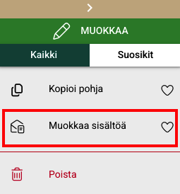 sisällön muokkaus